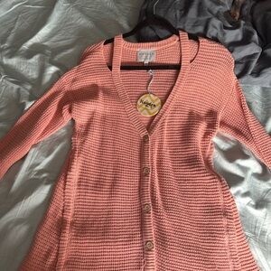 Hayden Coral Pink Button-Up Cardigan